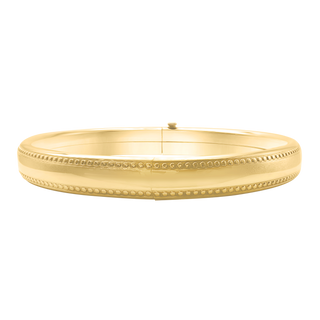 Hinged Bangle Bracelet with Beaded Edge in Gold Filled