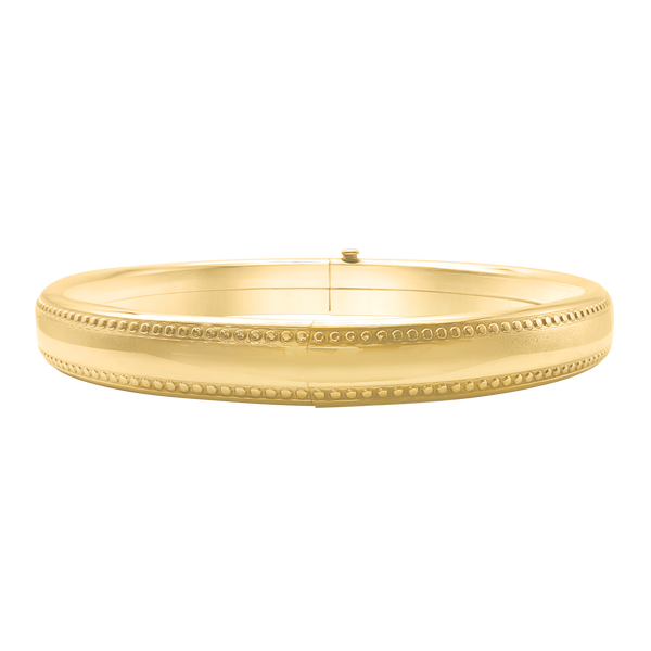 Hinged Bangle Bracelet with Beaded Edge in Gold Filled