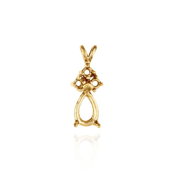 Pear Shape V-End Heavy Double Wire Pendants With 3 Accents in 14K Gold (4.25 x 2.50 mm - 20.50 x 13.50 mm)