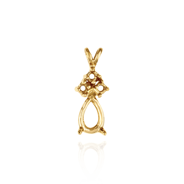 Pear Shape V-End Heavy Double Wire Pendants With 3 Accents in 14K Gold (4.25 x 2.50 mm - 20.50 x 13.50 mm)