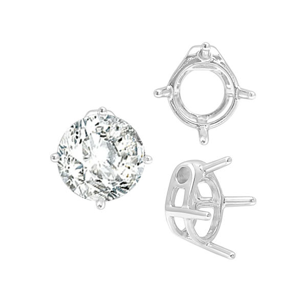 Four Prong Round Slider in Sterling Silver (5.50 mm - 10.00 mm)
