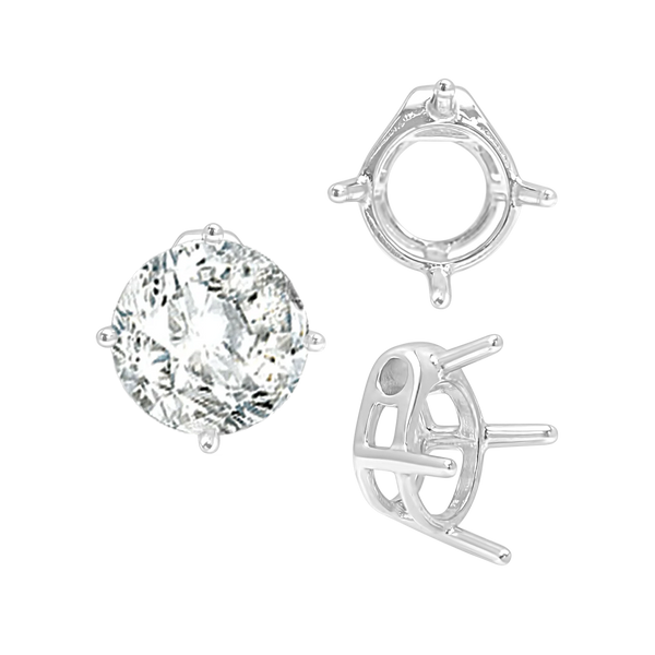 Four Prong Round Slider in Sterling Silver (5.50 mm - 10.00 mm)