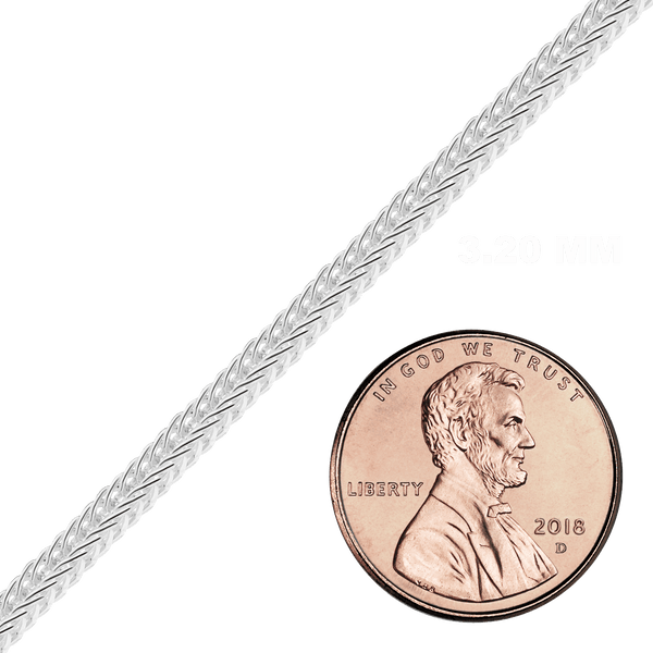 Bulk / Spooled Round Foxtail Chain in Sterling Silver (1.80 mm - 3.20 mm)