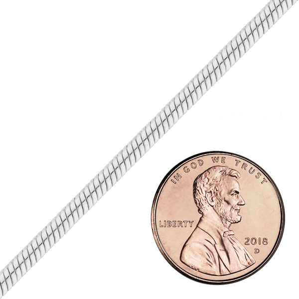Bulk / Spooled Round Snake Chain in Sterling Silver (0.90 mm - 3.00 mm)