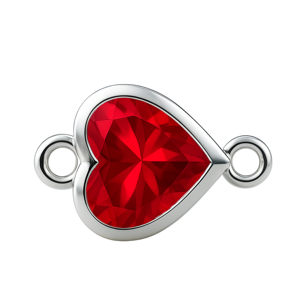 Diamond or Gemstone Heart Bezel Bracelet/Necklace Charm in 14K White Gold