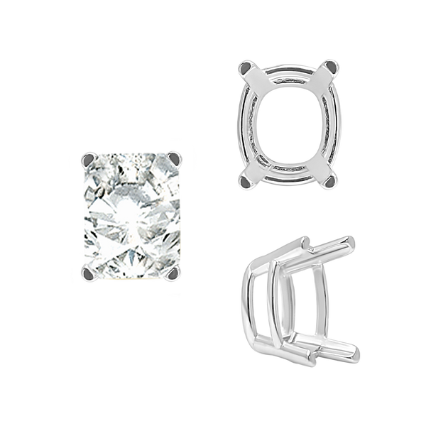 Emerald Settings in Sterling Silver (5.25 x 4.00 mm - 11.00 x 9.00 mm)