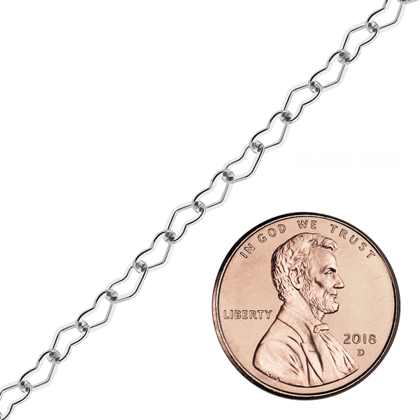 Bulk / Spooled Single Heart Chain in Sterling Silver (1.80 mm - 3.00 mm)