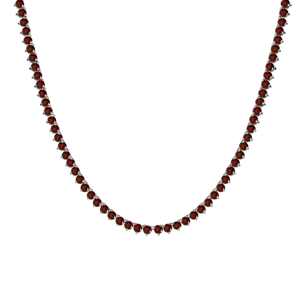 Tennis Necklace with Garnet Stones (January Birthstones) in 14K Gold (1.75 mm - 4.0 mm)