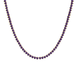 Tennis Necklace with Amethyst Stones (February Birthstones) in 14K Gold (1.75 mm - 4.0 mm)