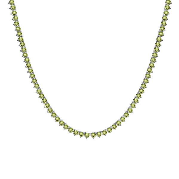 Tennis Necklace with Peridot Stones (August Birthstones) in 14K Gold (1.75 mm - 4.0 mm)