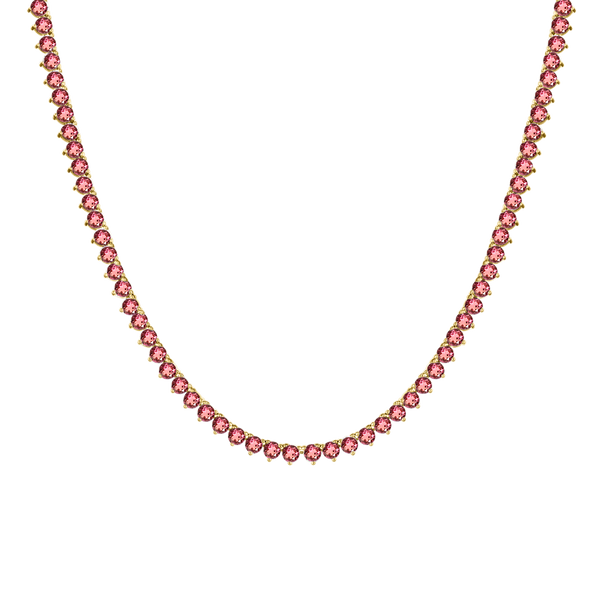 Tennis Necklace with Tourmaline Stones (October Birthstones) in 14K Gold (1.75 mm - 4.0 mm)