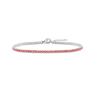 Tennis Bracelet with Tourmaline Colored CZ in Sterling Silver (2 mm - 4 mm)