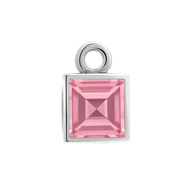 Diamond or Gemstone Square Bezel Drop Charm in 14K White Gold