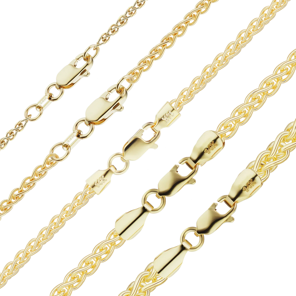 Finished Wheat Anklet in 14K Yellow Gold (1.25 mm - 3.50 mm)