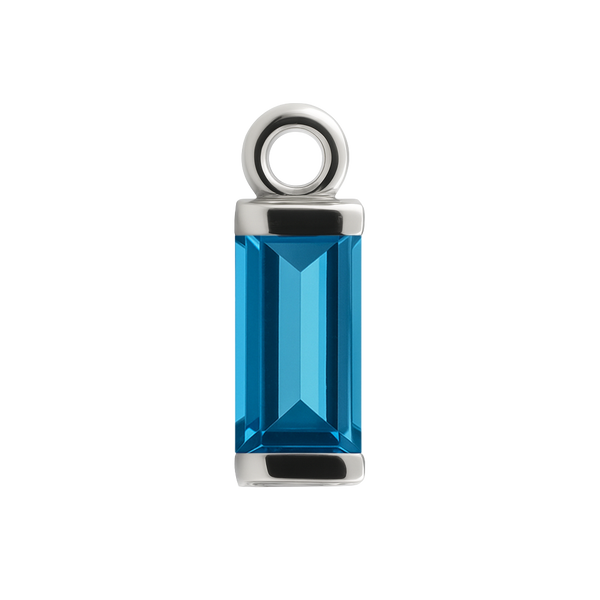 Diamond or Gemstone Baguette Bezel Drop Charm in 14K White Gold