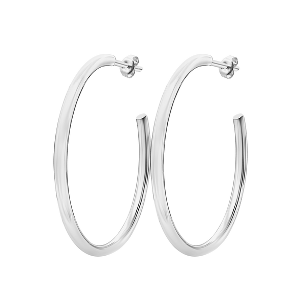 Round Tube Hoop Earring with Post in Sterling Silver (2 mm)