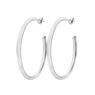 Round Tube Hoop Earring with Post in Sterling Silver (2 mm)