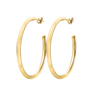 Round Tube Hoop Earring with Post in 14K Gold (2 mm)