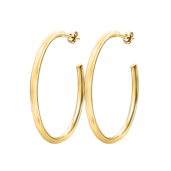 Round Tube Hoop Earring with Post in 14K Gold (2 mm)