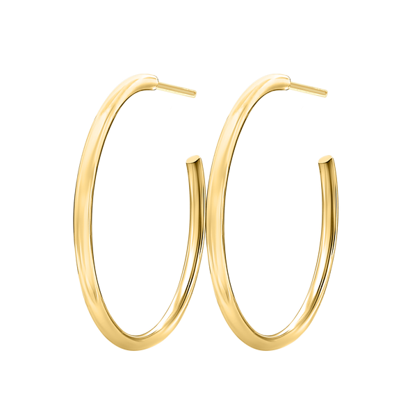 Round Tube Hoop Earring with Post in 14K Gold (2 mm)