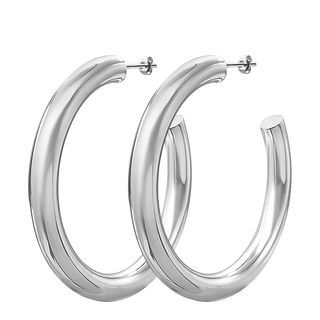 Round Tube Hoop Earring with Post in Sterling Silver (5 mm)