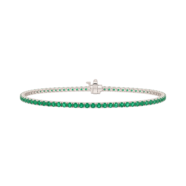 Tennis Bracelet with Emerald Stones (May Birthstones) in 14K Gold (1.75 mm - 4.0 mm)