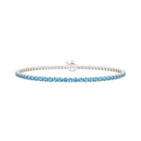 Tennis Bracelet with Blue Topaz Stones (December Birthstones) in 14K Gold (1.75 mm - 4.0 mm)
