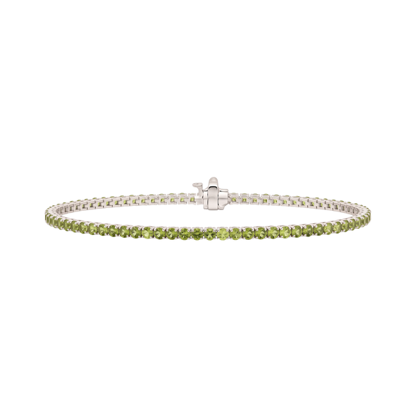Tennis Bracelet with Peridot Stones (August Birthstones) in 14K Gold (1.75 mm - 4.0 mm)