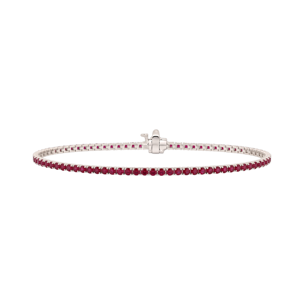Tennis Bracelet with Ruby Stones (July Birthstones) in 14K Gold (1.75 mm - 4.0 mm)