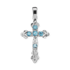 Sterling Silver Apostles Cross Pendant with Light Blue Cubic Zirconia (30 x 15 mm)