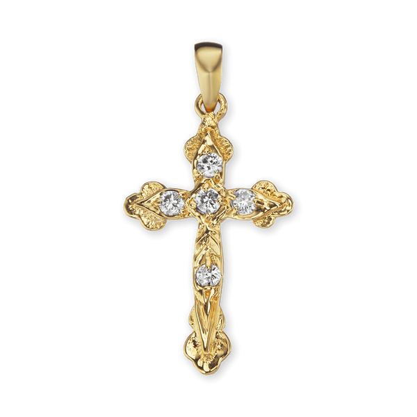 Sterling Silver Apostles Cross Pendant with Cubic Zirconia (30 x 15 mm)