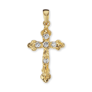 Sterling Silver Apostles Cross Pendant with Cubic Zirconia (30 x 15 mm)