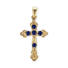 Sterling Silver Apostles Cross Pendant with Dark Blue Cubic Zirconia (30 x 15 mm)