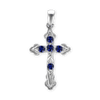 Sterling Silver Apostles Cross Pendant with Dark Blue Cubic Zirconia (30 x 15 mm)