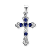 Sterling Silver Apostles Cross Pendant with Dark Blue Cubic Zirconia (30 x 15 mm)