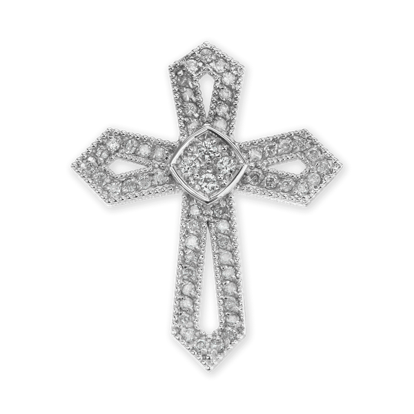 Sterling Silver Passion Cross Pendant with Cubic Zirconia (30 x 25 mm)