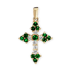Sterling Silver Trinity Cross Pendant with Green Cubic Zirconia (27 x 16 mm)