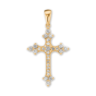 Sterling Silver Trinity Cross Pendant with Cubic Zirconia (38 x 22 mm)