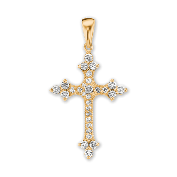 Sterling Silver Trinity Cross Pendant with Cubic Zirconia (38 x 22 mm)