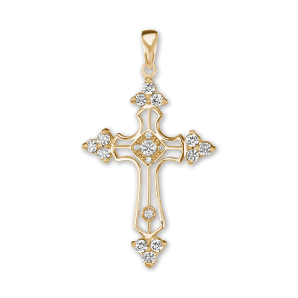 Sterling Silver Trinity Cross Pendant with Cubic Zirconia (38 x 22 mm)