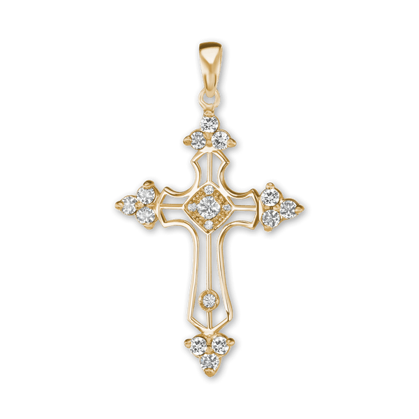 Sterling Silver Trinity Cross Pendant with Cubic Zirconia (38 x 22 mm)