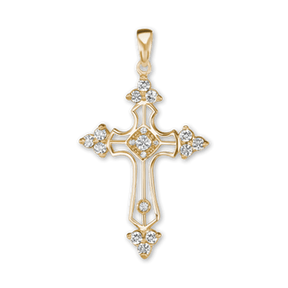 Sterling Silver Trinity Cross Pendant with Cubic Zirconia (38 x 22 mm)