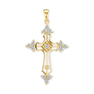 Sterling Silver Trinity Cross Pendant with Cubic Zirconia (51 x 29 mm)
