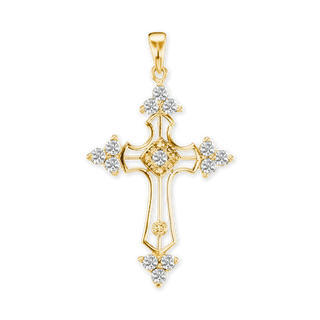 Sterling Silver Trinity Cross Pendant with Cubic Zirconia (51 x 29 mm)