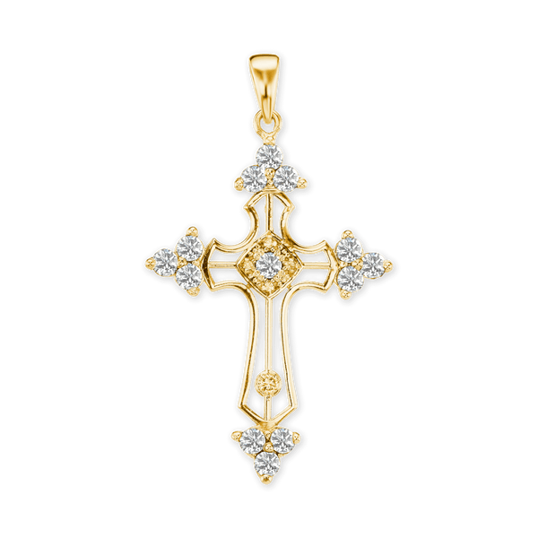 Sterling Silver Trinity Cross Pendant with Cubic Zirconia (51 x 29 mm)