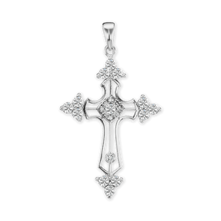 Sterling Silver Trinity Cross Pendant with Cubic Zirconia (51 x 29 mm)