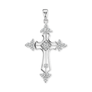 Sterling Silver Trinity Cross Pendant with Cubic Zirconia (51 x 29 mm)