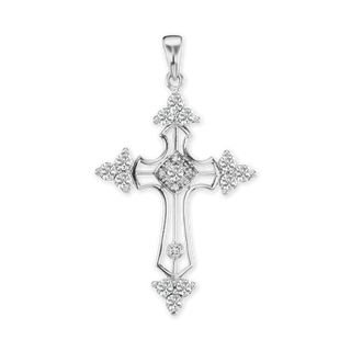 Sterling Silver Trinity Cross Pendant with Cubic Zirconia (51 x 29 mm)