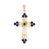 Sterling Silver Trinity Cross Pendant with Dark Blue Cubic Zirconia (51 x 29 mm)