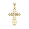 14K Gold Filigree Cross Pendant with Beaded Design (39 x 21 mm)